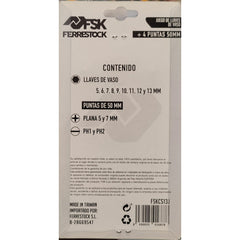 Schraubenschlüsselset Ferrestock PH1x50mm, PH2x50mm, SL 5x50mm, SL 7x50mm 13 pcs