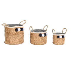 Korb-Set DKD Home Decor Naturfaser Bommeln 40 x 40 x 35 cm 41 x 37 x 36 cm