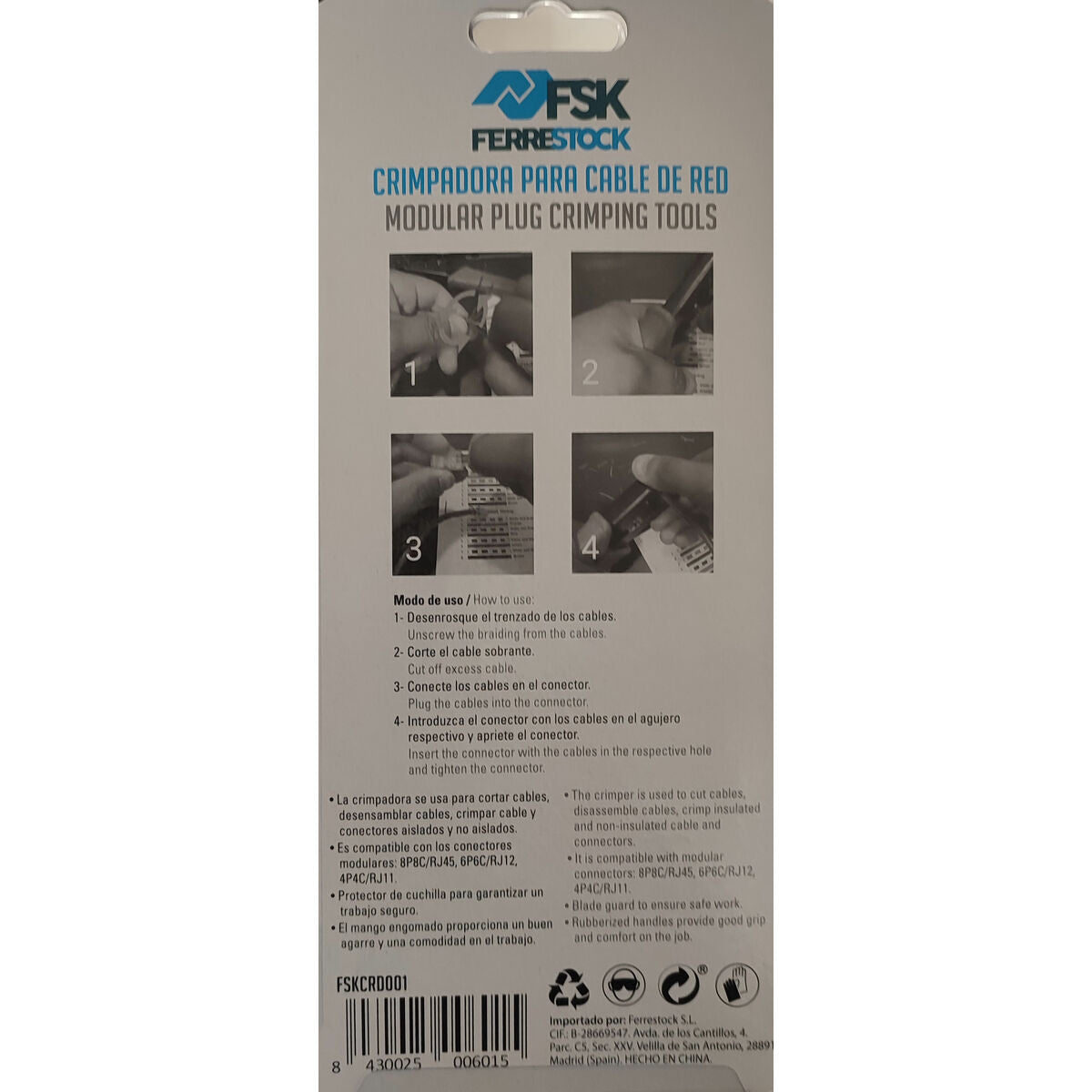 Crimpzange Ferrestock  RJ45 / RJ11 Abisolierzange