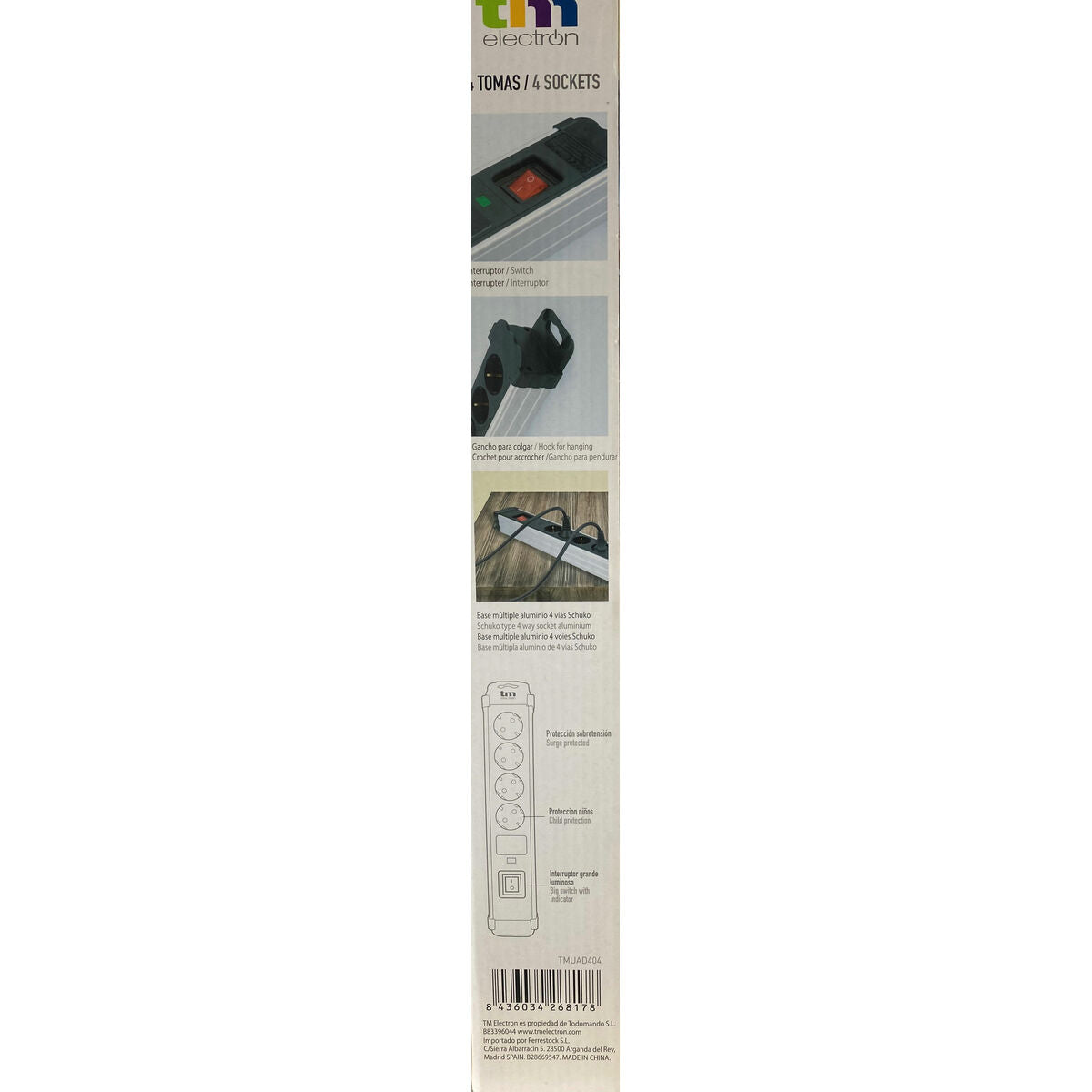 Steckdosenleiste mit 4 Steckdosen mit  Schalter TM Electron 230 V