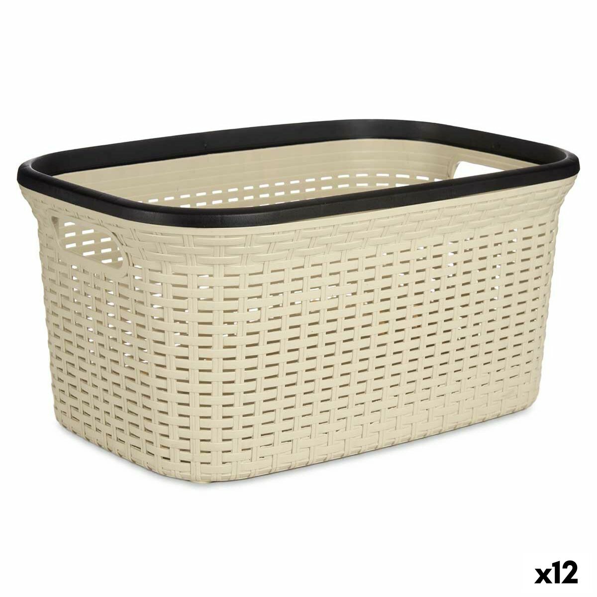 Wäschekorb Kipit Schwarz Creme Kunststoff 36 L 36 x 25,5 x 52,5 cm (12 Stück)